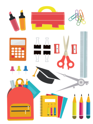 免費學生文具用品矢量工具模板下載 AI格式、1024像素、編號25689627